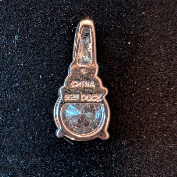 Large Cubic Zirconia Diamond Sterling Silver Pendant - Picture 4 of 6